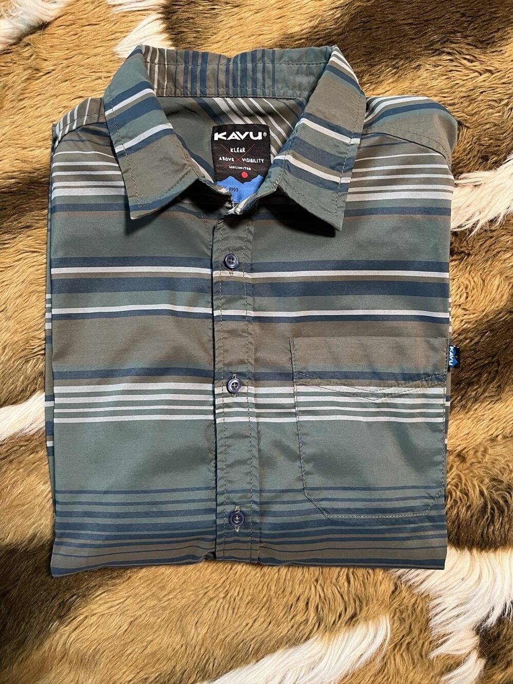 KAVU Mens Plaid Outdoor Hiking Travel Button Up Shirt Lightweight Performance L